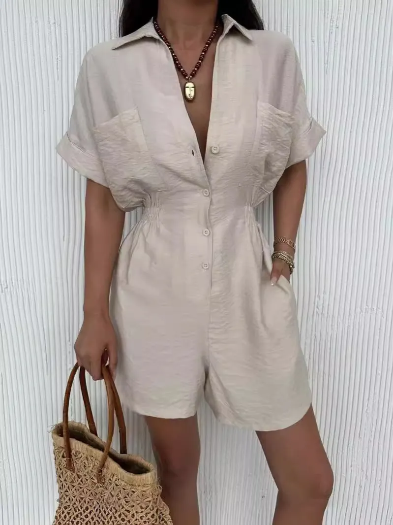 Nigikala Nigikala Women's Clothing 2025 Solid Color Short Sleeve Leisure Loose-Fitting Shorts Set Women