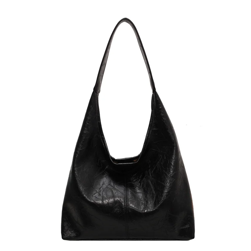 Pongl Pongl 2024 New Versatile Soft Leather Single Shoulder Bag Fashion Commuter Large Capacity Leisure Child Mother Tote Bag
