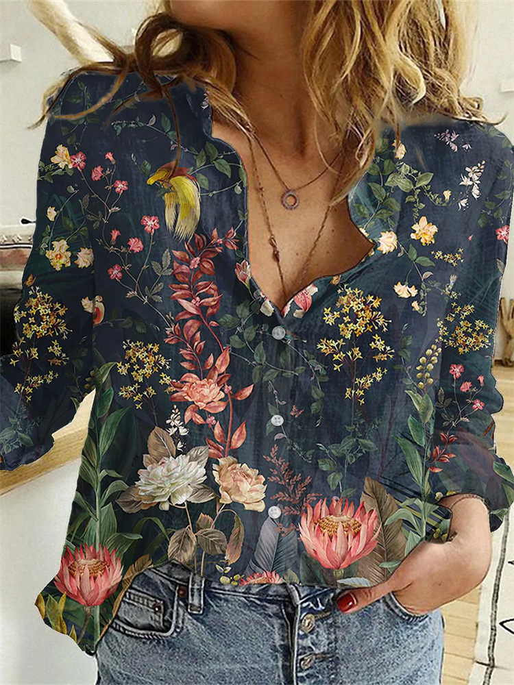 Elegant Floral Graphic Comfy Blouse wearshes