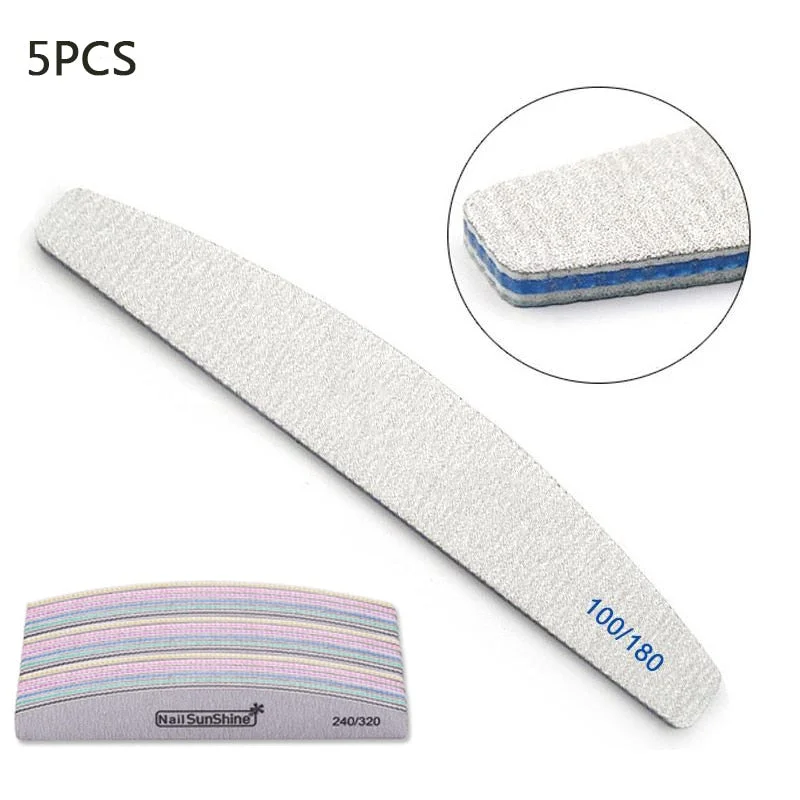 Professional Nail File 80/100 100/150 100/180 Half Moon Sandpaper Nails Sanding Nail Buffer Grinding Polishing Nail Art Tools-Nail Inspo