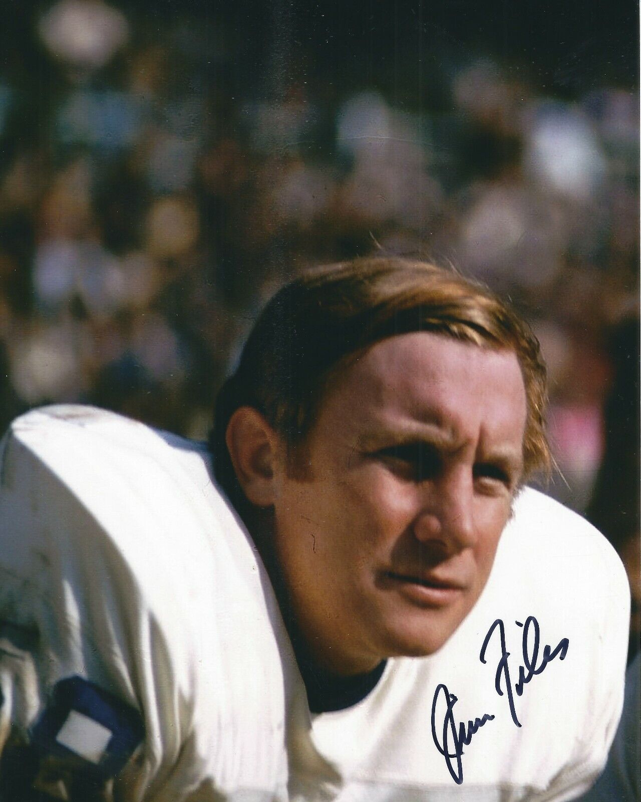 Autographed JIM FILES New York Giants 8x10 Photo Poster painting w/COA