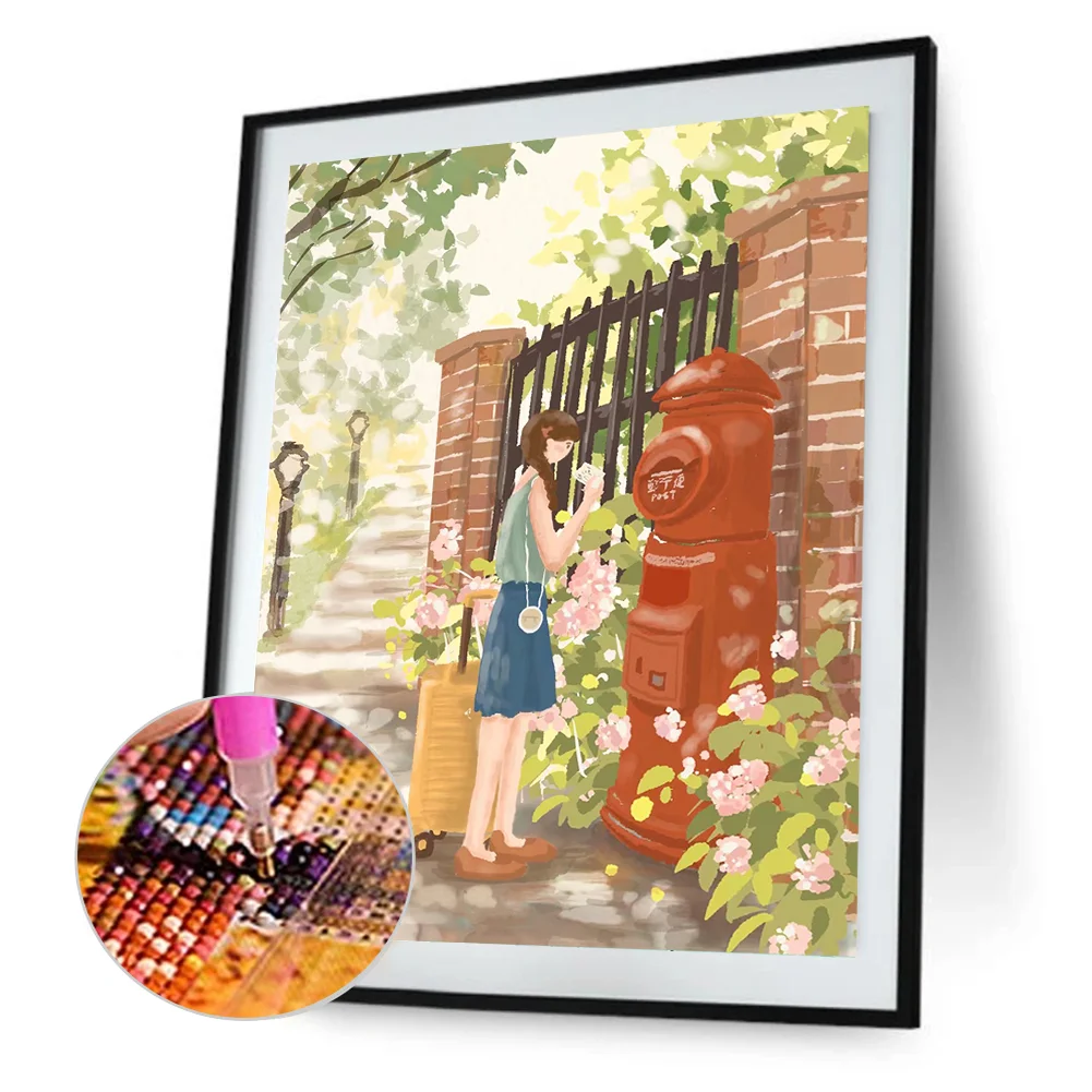 Full Round Diamond Painting 40*50cm - Healing Stick Figure Girl Letter