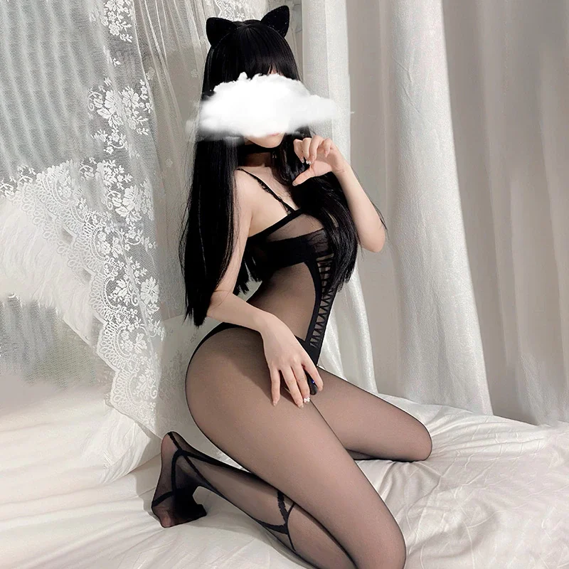 Billionm Women Crotchless Costumes Teddy Sexy Lingerie Bodystockings Erotic Elasticity Mesh Bodysuits Underwear Porno Plus Size 2022