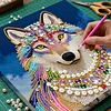 DIY Pearl Painting Wolf for Home Decor with Frame(25x25cm)