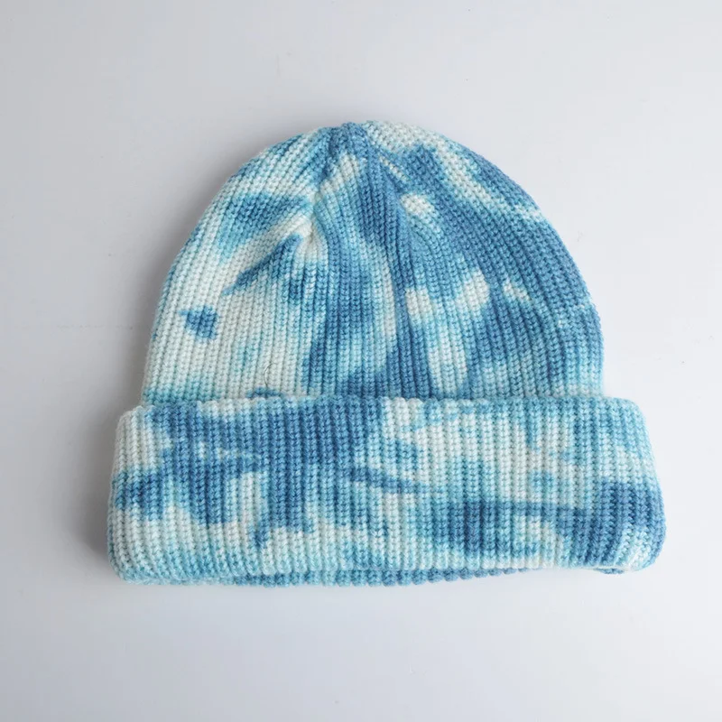 Tie dye all-match cozy cotton knitted hat