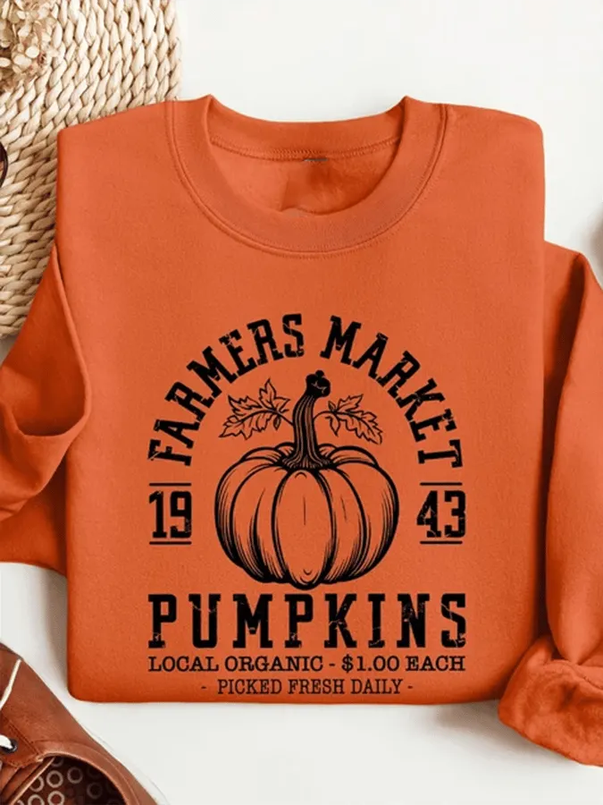 Women's Halloween Printed Crew Neck Sweatshirt 