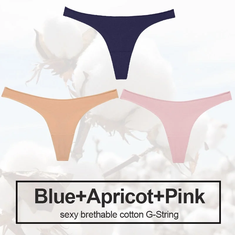 3PCS/Set Sexy Thong Women Panties Cotton Underwear Briefs Women G-String Female Underpants Lingerie Pantys Girls Femme Panties