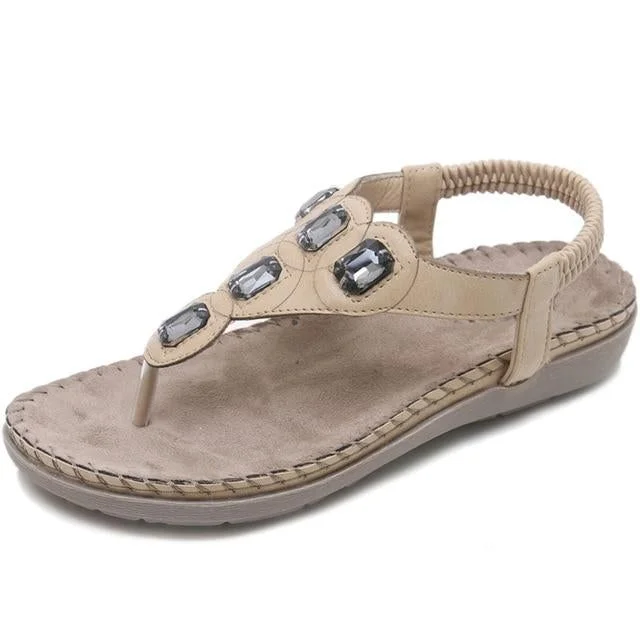 Women Plus Size Crystal Sandal Shoes Summer Footwear Beach Flip Flops Shoes