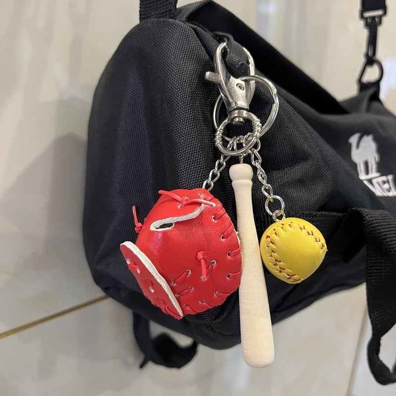 Fashion Baseball Pu Leather Unisex Bag Pendant Keychain
