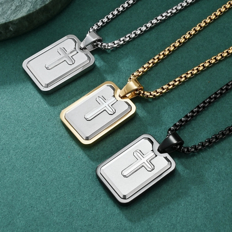 Hip-Hop Retro Cross Titanium Steel Unisex Pendant Necklace
