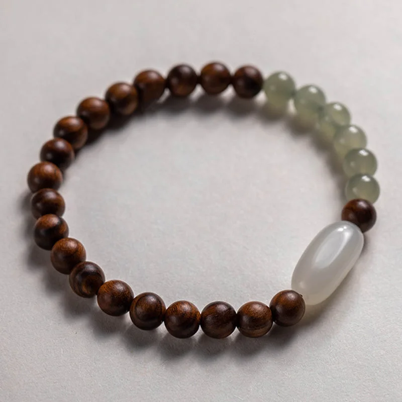 Tibetan Rosewood Jade Warmth Calm Bracelet
