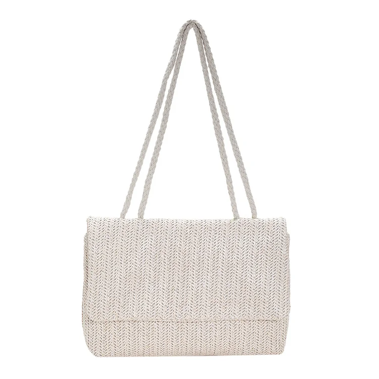 Fashion Armpit Bag Lightweight Shoulder Shopping Bag Straw Solid Color for Women-Annaletters