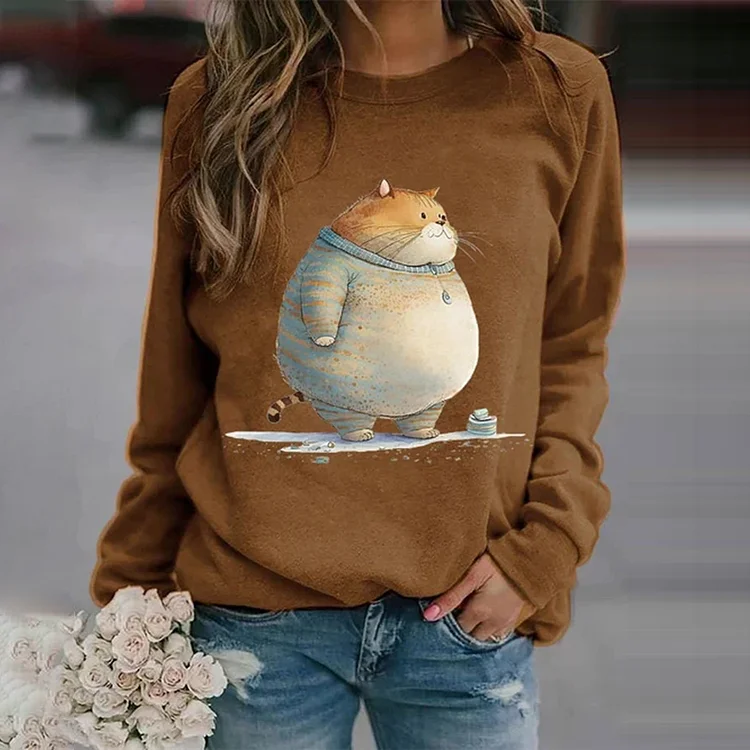 Comstylish Women's Winter Cat Casual Sweatshirt