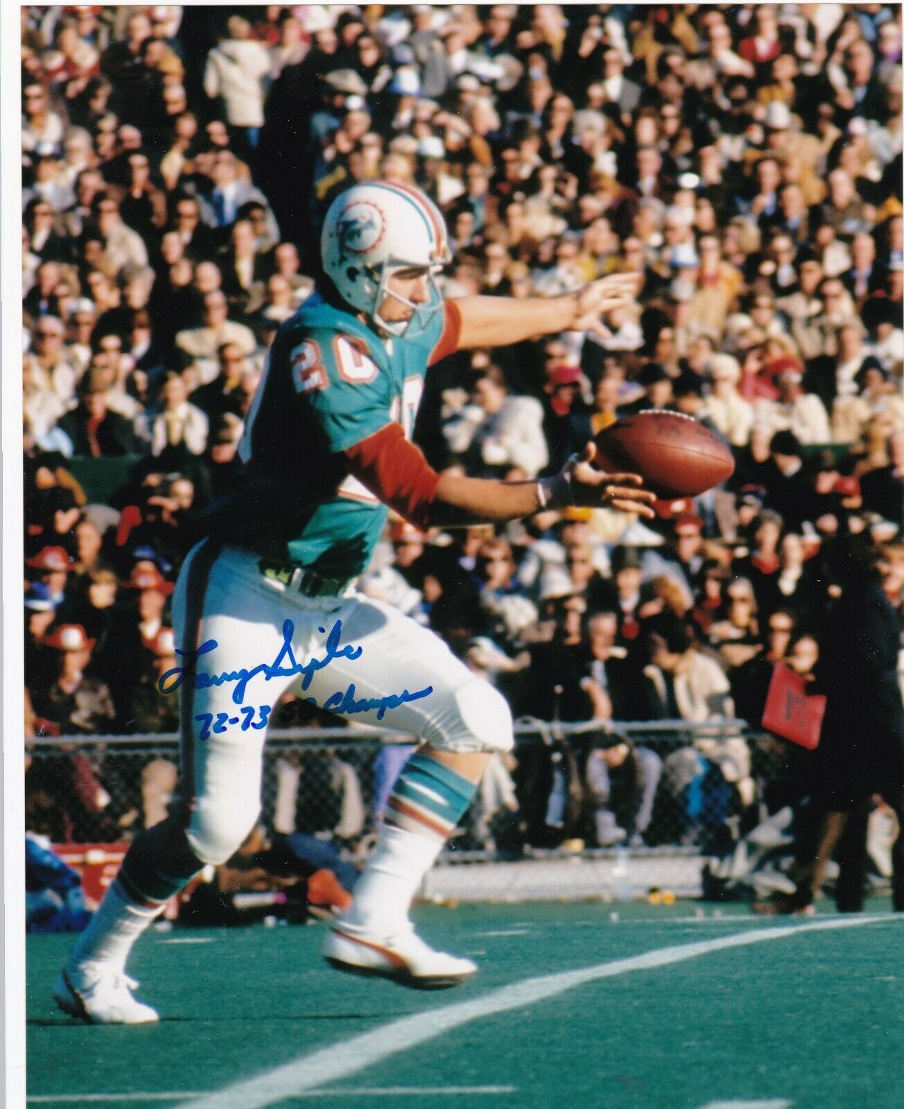 LARRY SEIPLE MIAMI DOLPHINS 72.73 SB CHAMPS ACTION SIGNED 8x10