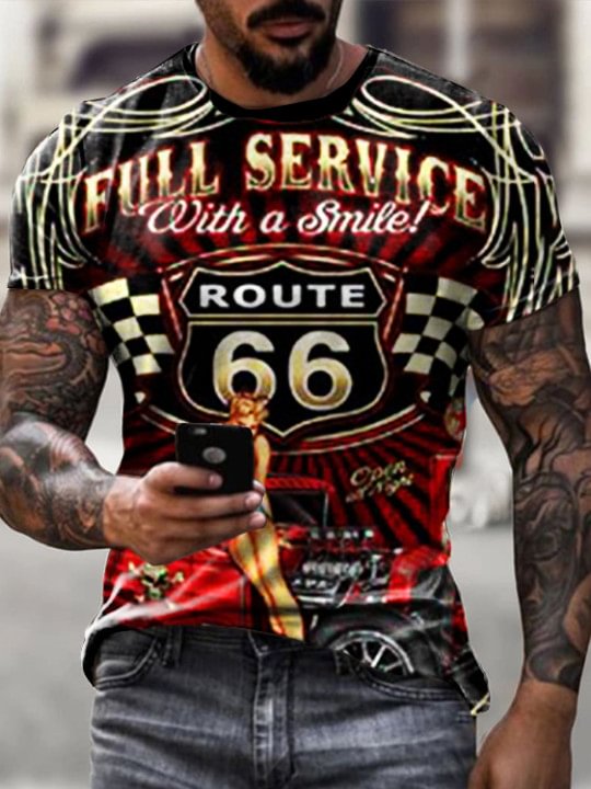 Retro beauty service gas station print T-shirt / [viawink] /