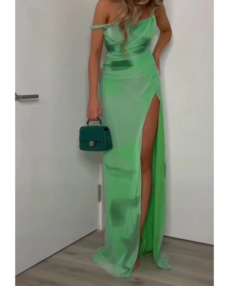 Halter sexy slit dress