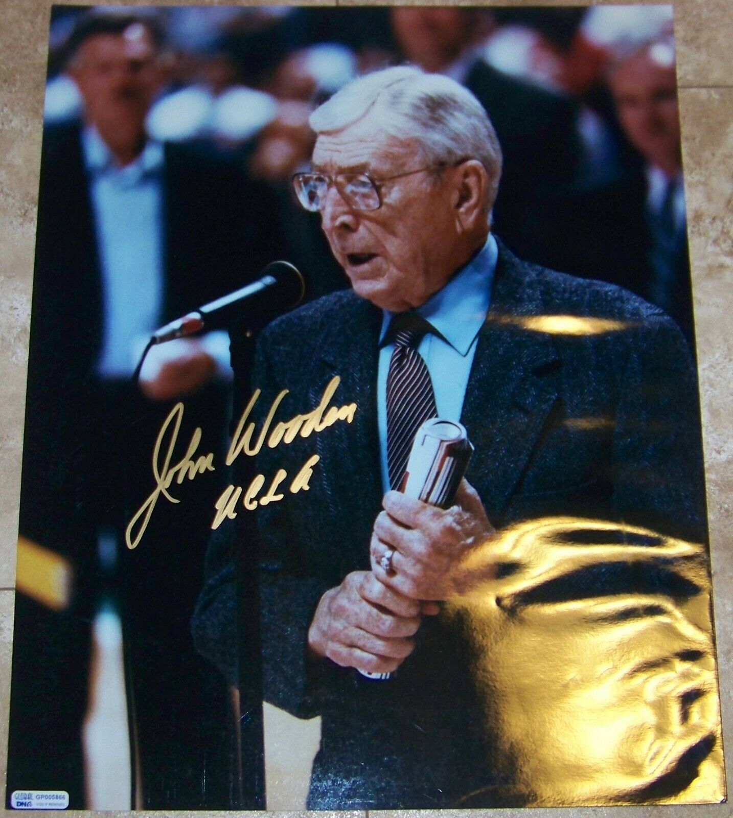 (2) John Wooden UCLA Signed Autographed Basketball 16x20 Photo Poster painting JSA AH LOA!