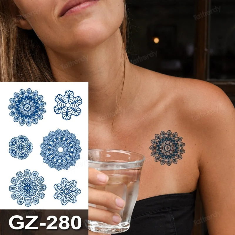 Waterproof Temporary Juice ink Sticker Triangle Star Words Feather Natural Fruit Gel Long lasting Tattoo Art for Men Women Arm