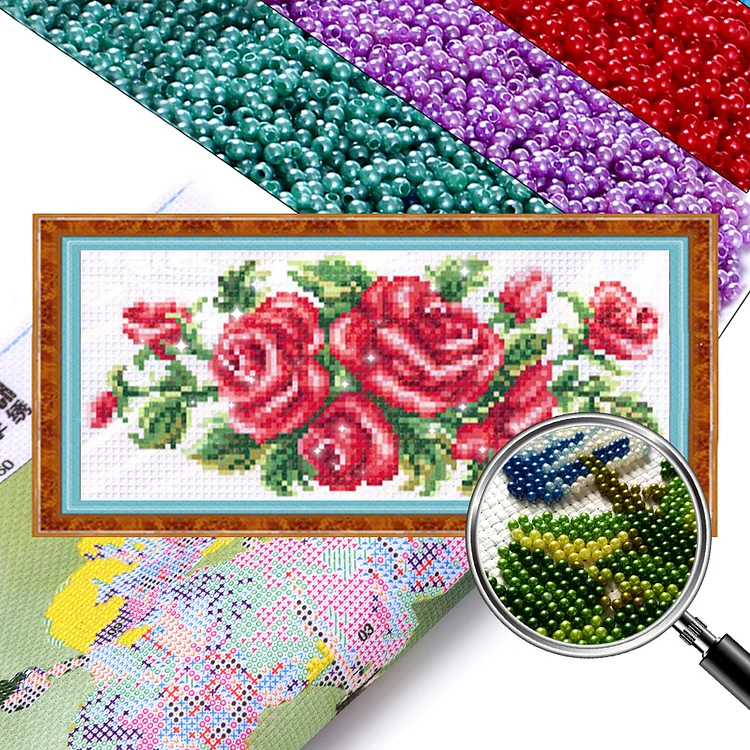 【Bead embroidery】 Sleeping Rose (31*13cm) 9CT Stamped Cross Stitch gbfke