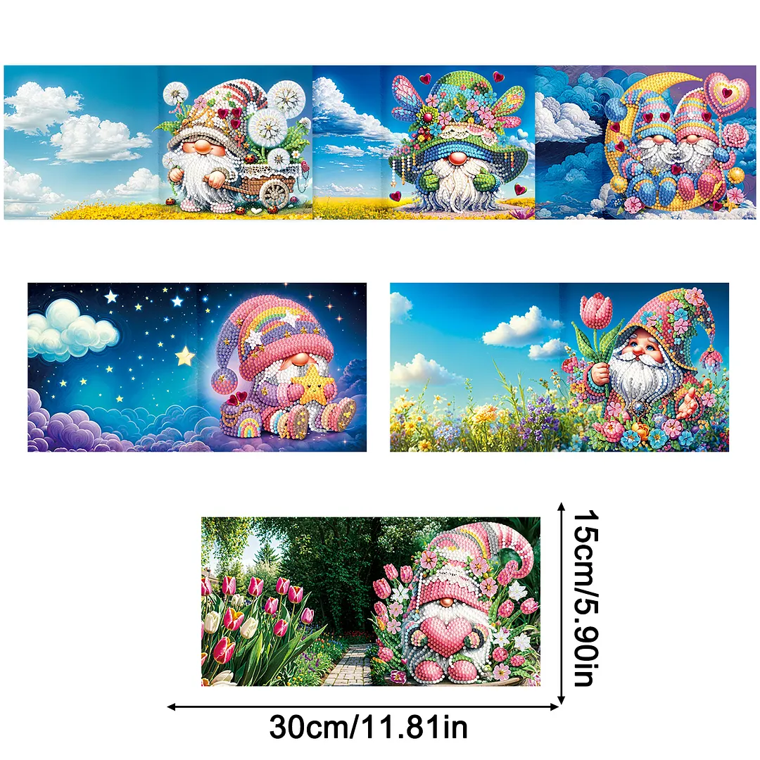 6pcs Goblin DIY Diamond Painting Greeting Card Kits with Envelopes Diamond Art Greeting Cards Diamond Art Cards Kits for Adults DIY Crafts Family Friend Gifts