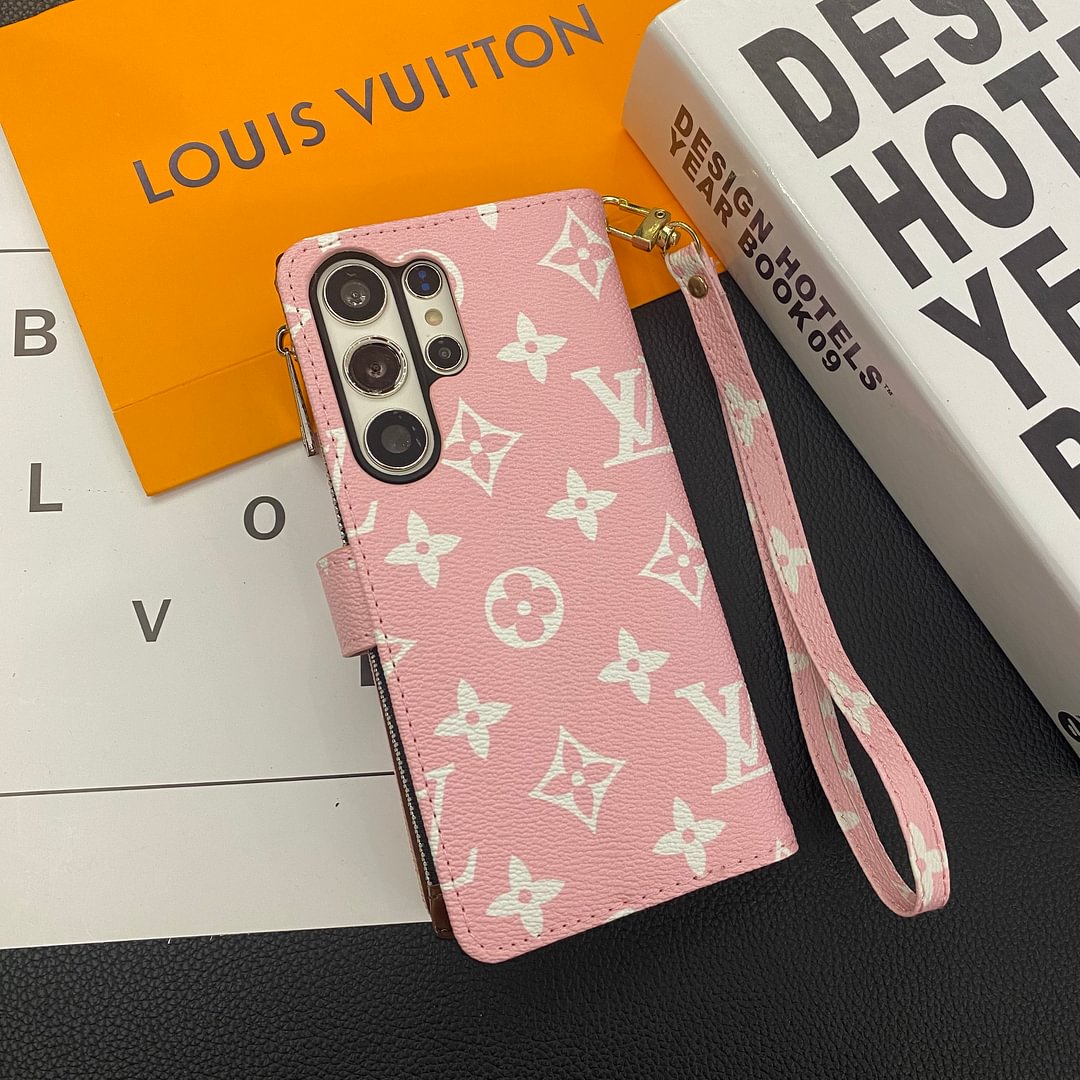 Monogram LV canvas leather wallet iPhone Samsung mobile phone case