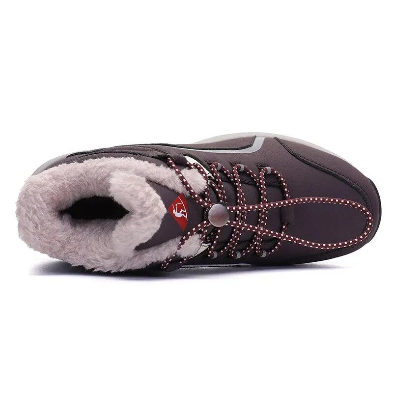 Nine o'clock Quality Men Plush Boots New Arrivals Fashion Couple Shoes Outdoor Lace-up Slip Resistant Footwear Casual High-top
