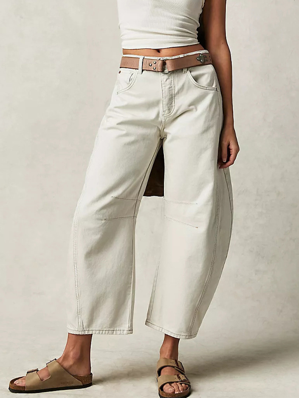 Solid Color Retro Bloomer Jeans hjn Shicloths