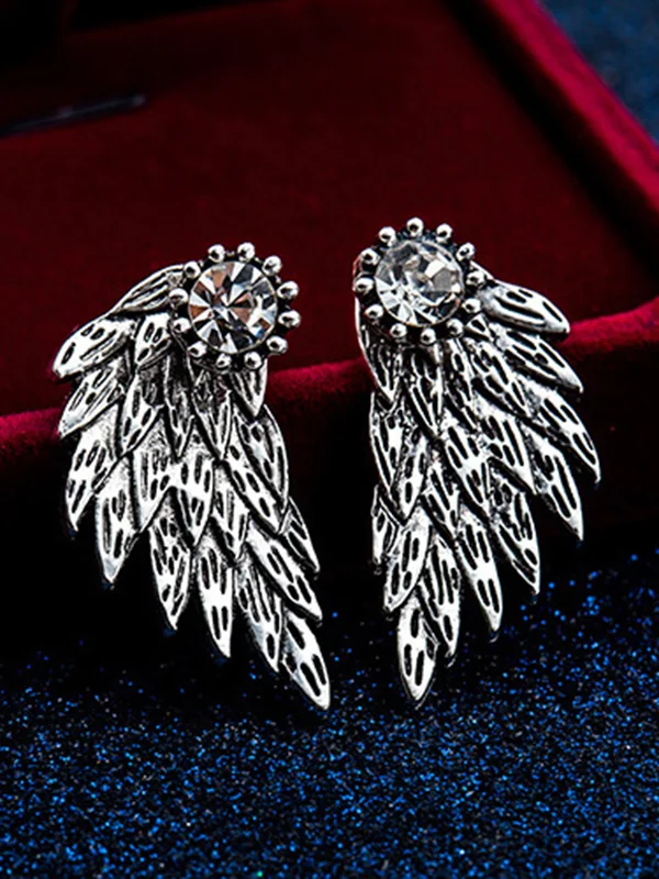 Original Rhinestone Wings Shape Earrings