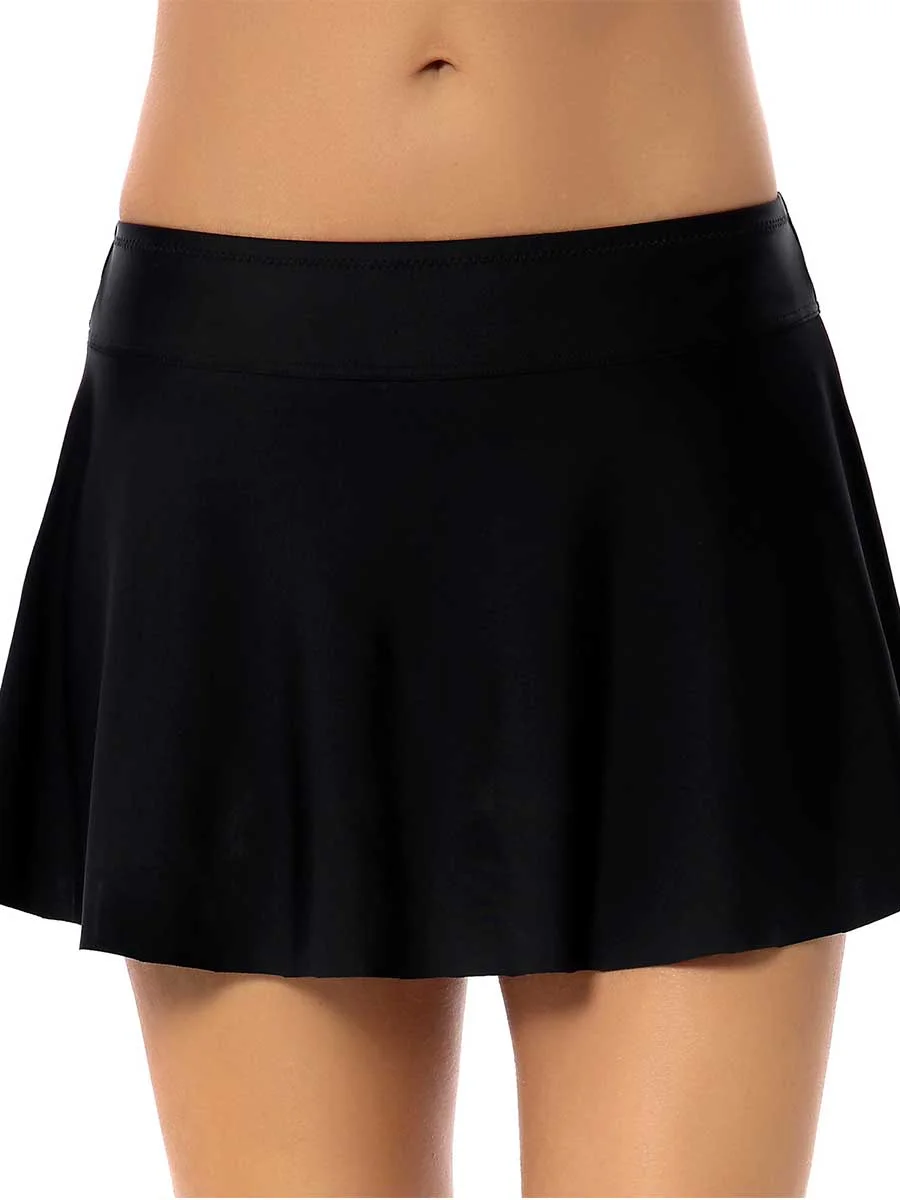 Lady Swimsuit Wild Solid Color Swim Shorts Skirt