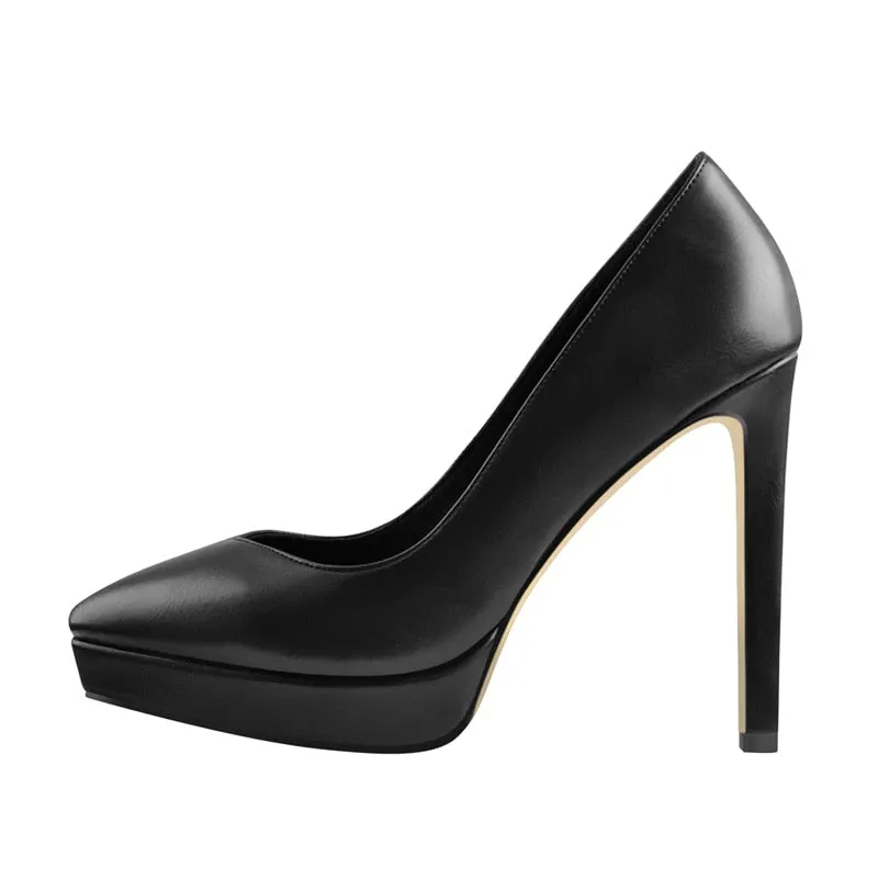 Onlymaker Women's Pointed Toe Platform 12CM Stiletto Heels Slip On Pumps Dress Party Dress Sexy Fashion Pumps
