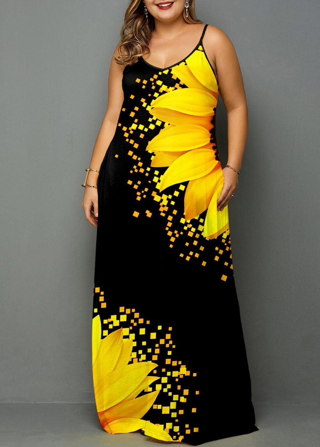 plus size sunflower maxi dress