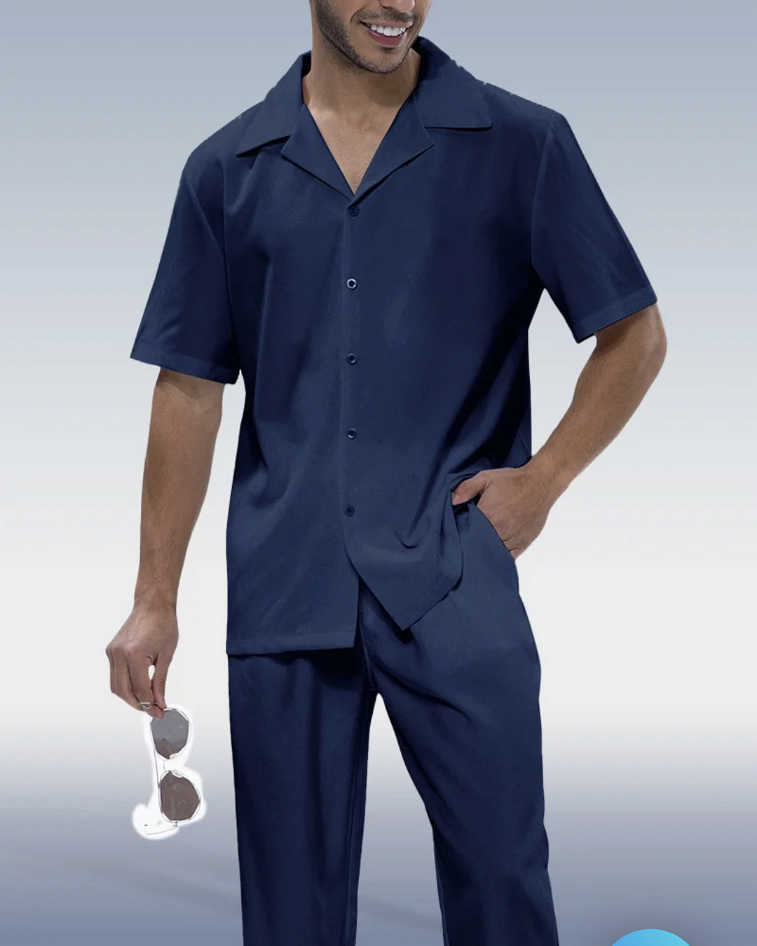 Suitmens Men's Dark blue Short Sleeve Walking Suit 528