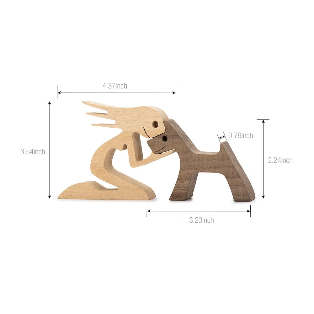 Adornos de madera Wooden Dog Craft Figurine Home Office Table Ornament Easter Decoration Love Dog Pet Lover Gifts oficina OEM 515-2