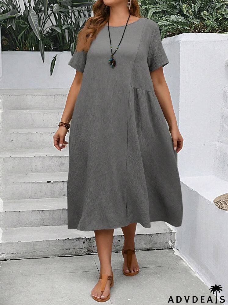 EMERY ROSE Plus Size Asymmetric Green Midi Dress