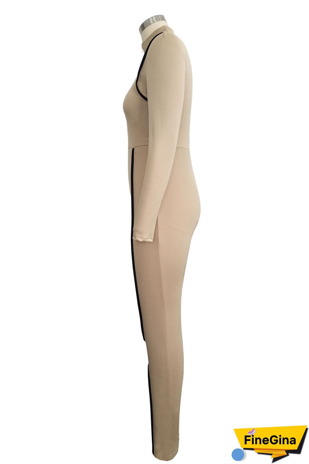 Burgundy Elastic Fly Long Sleeve Mid Print Skinny Pants Jumpsuits & Rompers