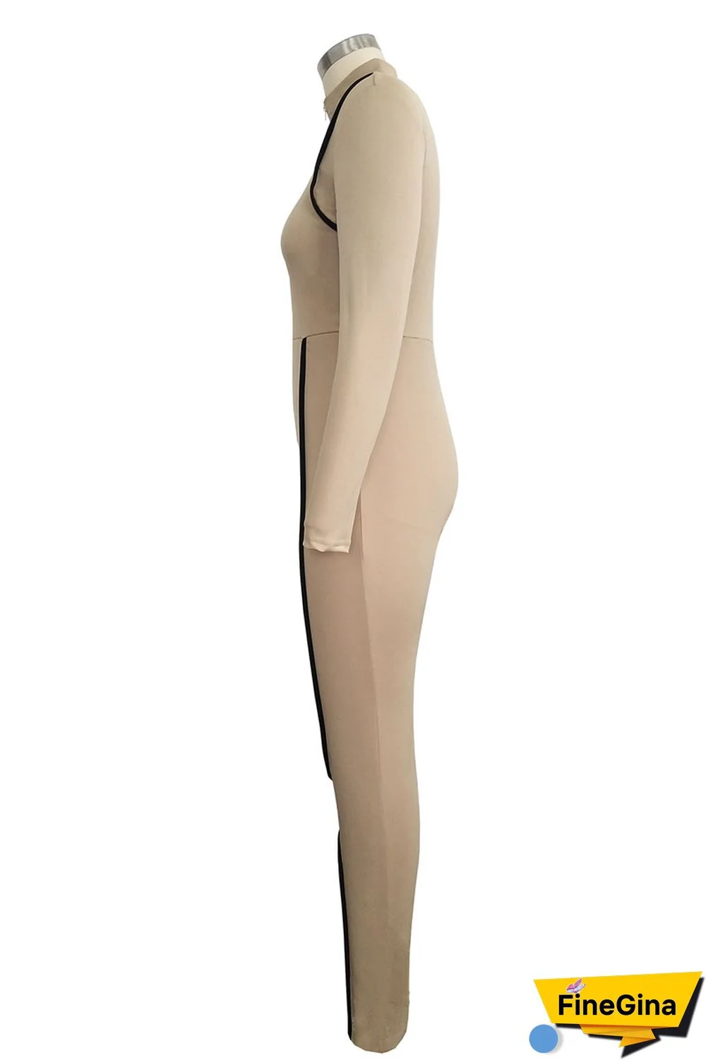 Burgundy Elastic Fly Long Sleeve Mid Print Skinny Pants Jumpsuits & Rompers