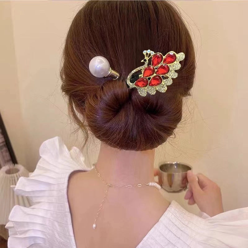 Women’s Minimalist Peacock Feather Flower Alloy Plating Inlay Rhinestones Hair Band