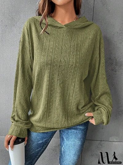MidiSono - Textured Dropped Shoulder Hoodie