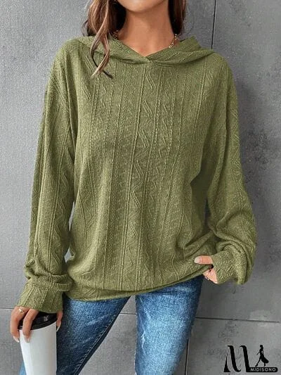 MidiSono - Textured Dropped Shoulder Hoodie