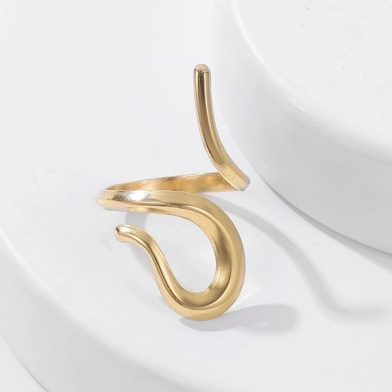 304 Stainless Steel 18K Gold Plated Elegant Retro Plating Geometric Leaf Heart Shape Open Rings