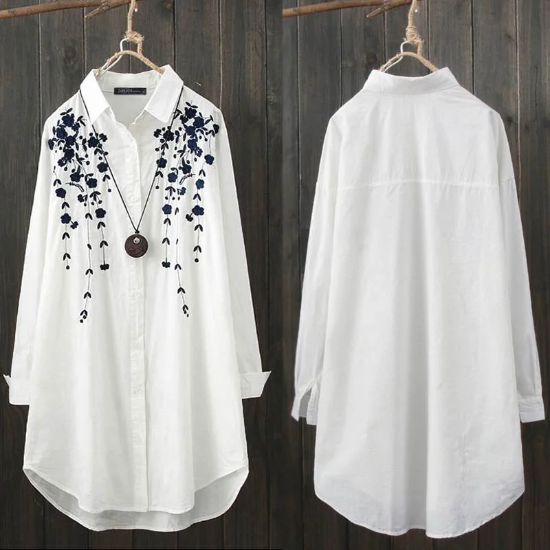 Elegant Print Shirt Women's Casual Shirts ZANZEA Fashion Button Down Floral Blusas Female Lapel Work Blusas  Tunic Tops