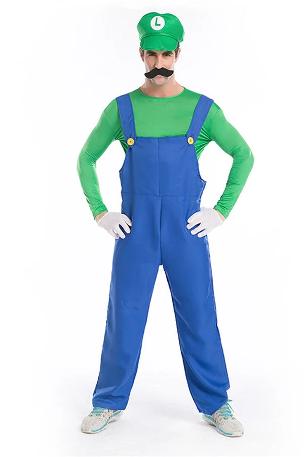 Cute Festival Cosplay Unisex Mario Halloween Costume Green-elleschic
