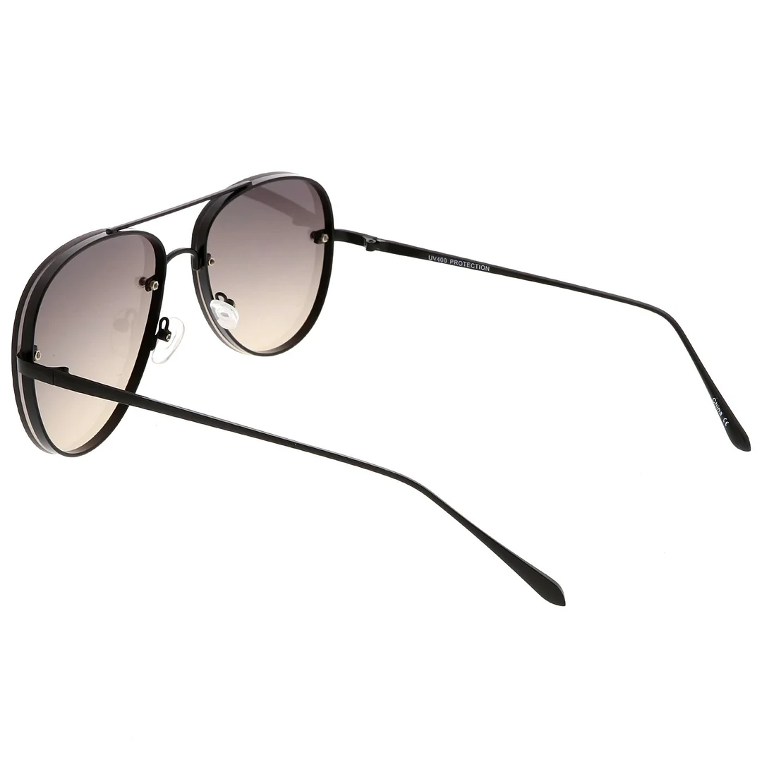 Oversize Rimless Aviator glasses Thick Frame Gradient Flat Lens 60mm