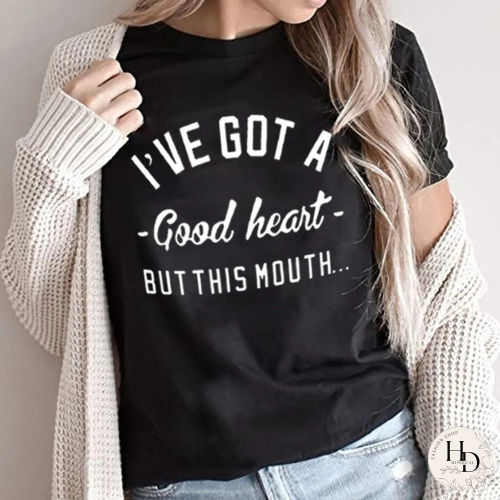 Casualwear Letters printed Shirts for Women Crew neck Tees Tops Summer Short Sleeves Women