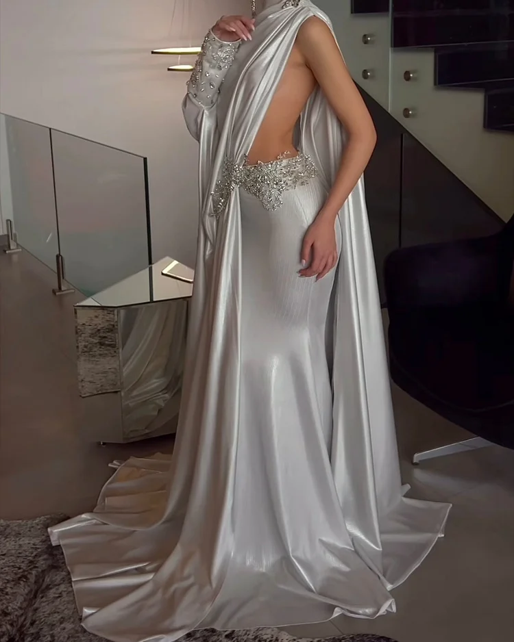 Women's Irregular Satin Evening Dress