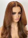 5x5 Lace Closure Wig Wavy Wig 22inches Auburn Hair Pre Plucked Human Hair Wig