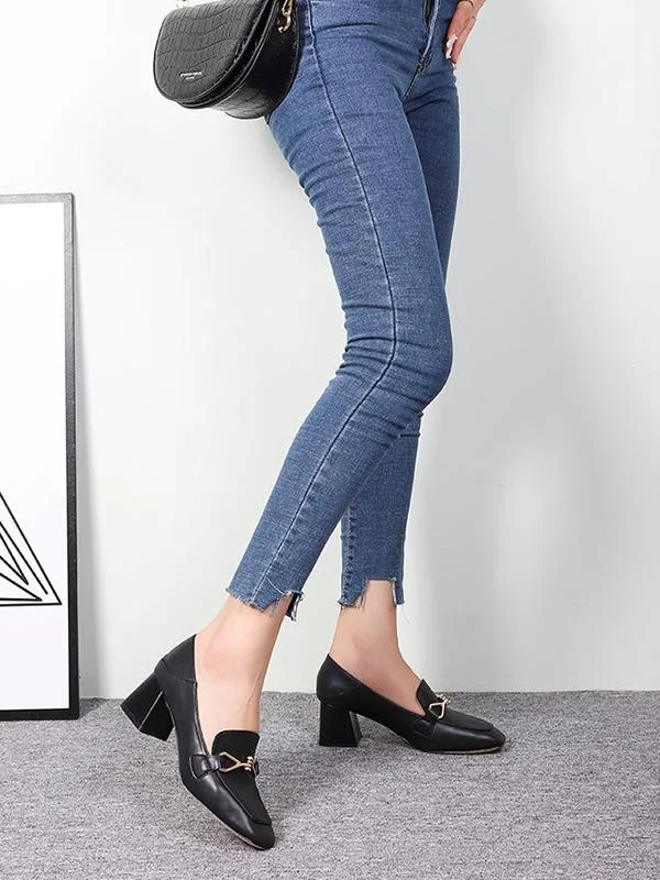 Casual two-wear thick-heeled fashionable head comfort high-heel loafers