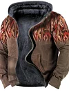 Men's Fleece Jacket Full Zip Hoodie Fleece Hoodie Sherpa Jacket Denim Blue Blue Yellow Camel Orange Hooded Tribal Graphic Prints Zipper Print Casual Daily Sports 3D Print Fleece Basic Designer Casual-KZyou