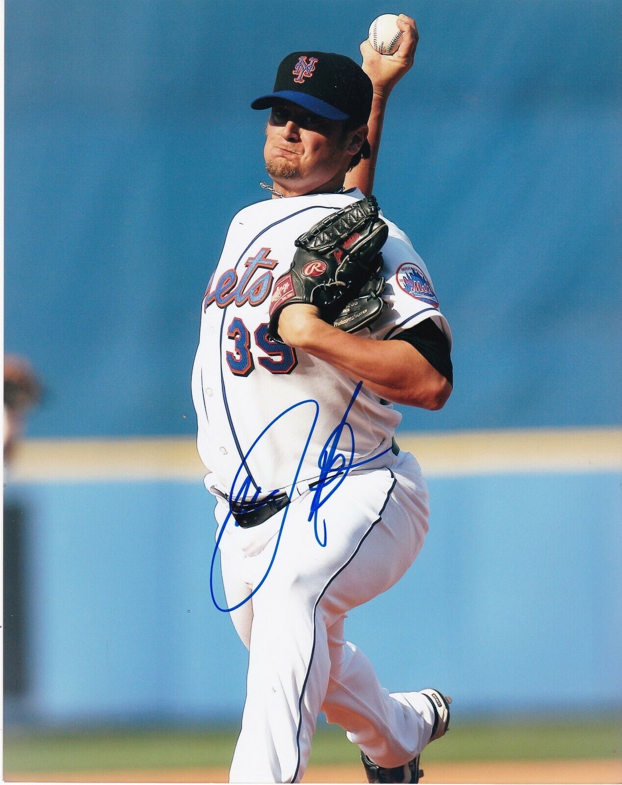 JON ADKINS NEW YORK METS ACTION SIGNED 8x10