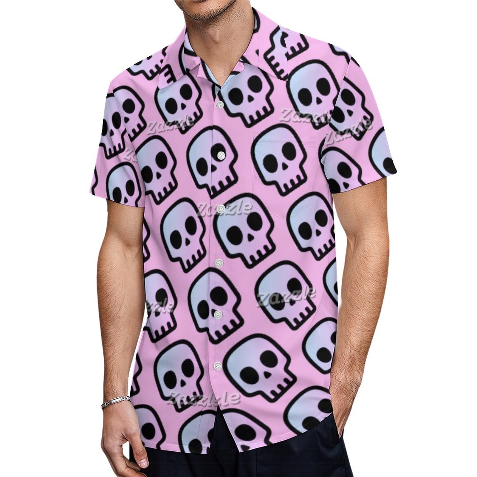 Pastel Goth Creepy Cute Headhunter Emoji Skull Hawaiian Shirt Mens ...